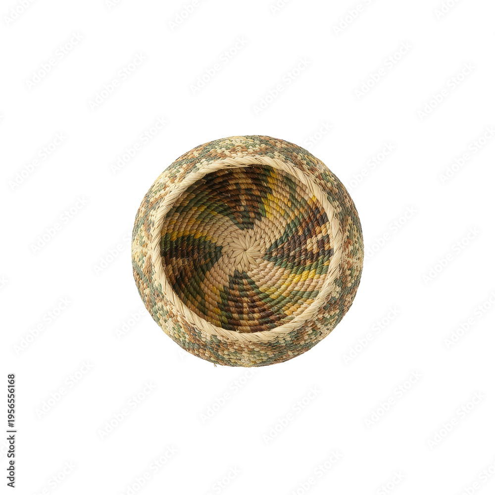 Fototapeta premium Handwoven Round Basket with Earthy Tones