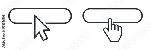 Cursor Clicking Button Finger Pressing Interactive Element UI Design Concept Minimalist Vector Graphic