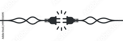 Electrical Plugs Connecting with Spark Detail Minimalist Design Concept of Power Link