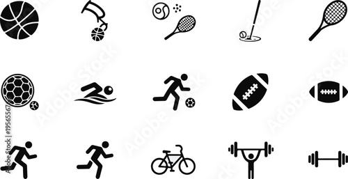 Set of 12 flat design sports and fitness icons for activity and lifestyle concepts
