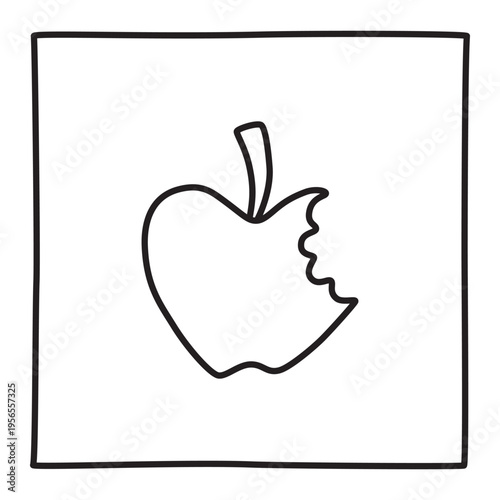 Apple doodle icon hand drawn with thin line in minimalistic style. Vector illustration isolated on white background