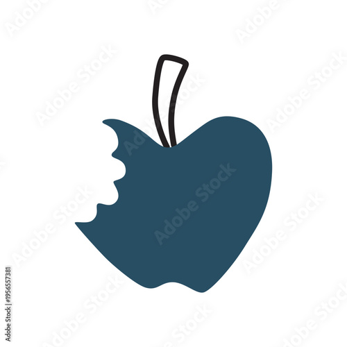 Apple doodle icon hand drawn in a modern minimalistic style isolated on white background. Vector illustration