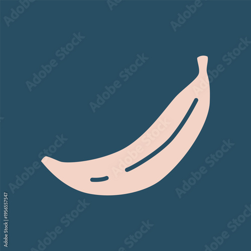 Banana doodle icon hand drawn in a modern minimalistic style and colored on dark background. Vector illustration