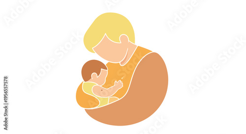 Illustration of a mother and baby in a warm hug on World Immunization Week