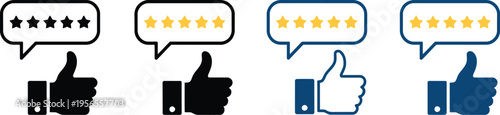 Five star rating feedback vector illustration, customer product review icons, five-star evaluation symbols, minimal clean vector design