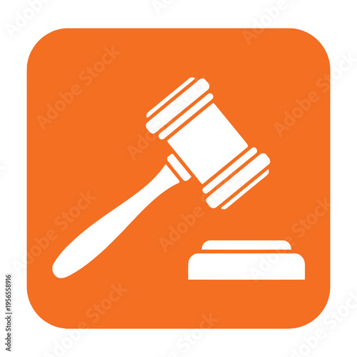 Judge gavel and block on orange background symbolizing law and justice courtroom proceedings and legal judgment