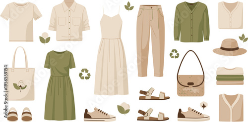 Sustainable Fashion Collection Featuring Eco-Friendly Clothing, Accessories, and Footwear for Environmentally Conscious Style and Apparel