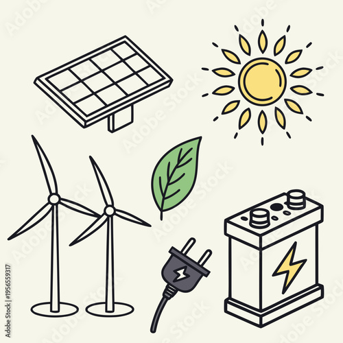 Renewable energy sources icons