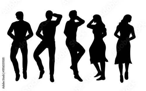 set of people lying down, resting top view silhouette for sleeping concept. diversity men and women. black shadow plan vector illustration.