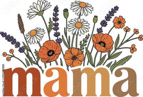 Floral New Mom Gift Mama Shirt Wildflowers Comfort Colors Tee