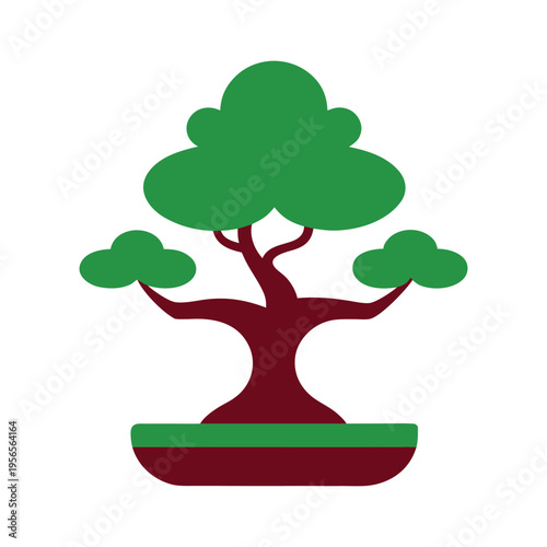 Bonsai tree with focused breathing meditation icon design