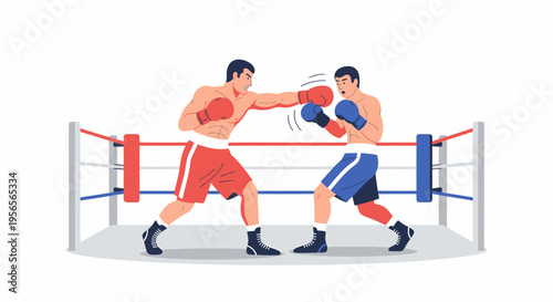 Boxing competitors in action during an outdoor championship match