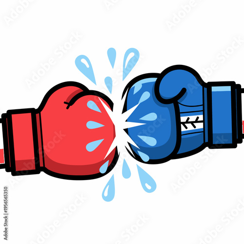 Vibrant illustration of two boxing gloves clashing with splash effect