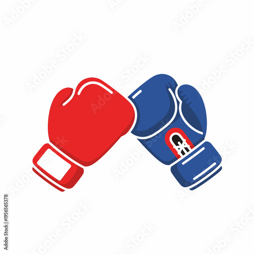 Simplified boxing gloves icon for sports competition and championship