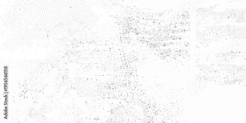 An abstract aged grunge wall background featuring a gray textured concrete surface with a dirty vintage paper pattern and blank copy space for design