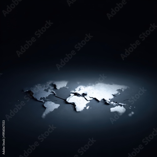 global instability concept shattered world map crisis theme