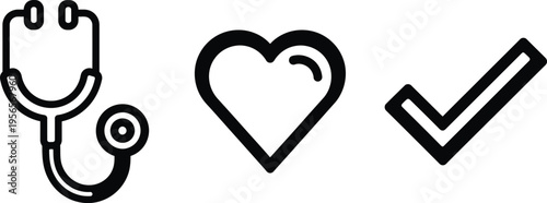 Stethoscope heartbeat checkmark vector illustration. medical symbols concept on transparent background