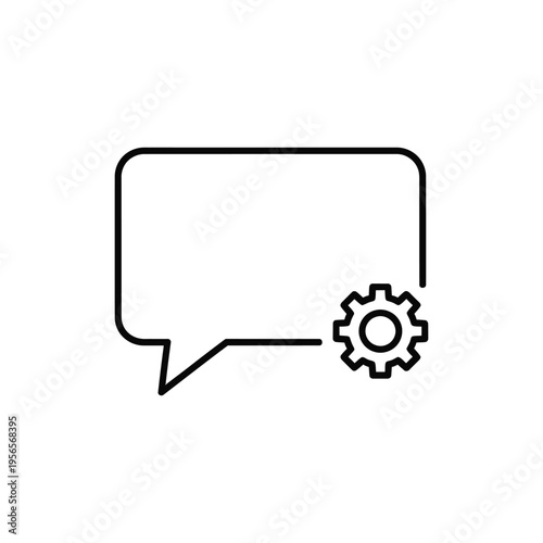Speech bubble with gear icon for settings or configuration