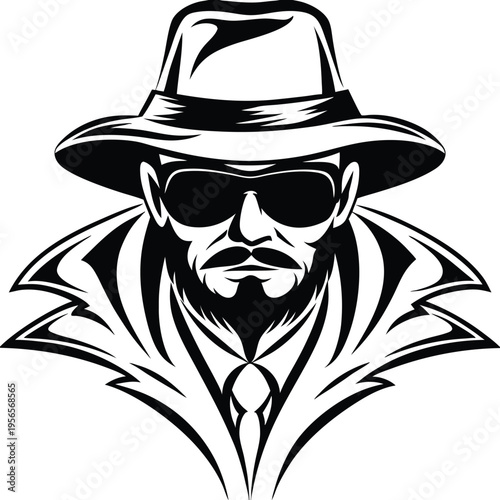 Black and white man with beard and hat is wearing sunglasses