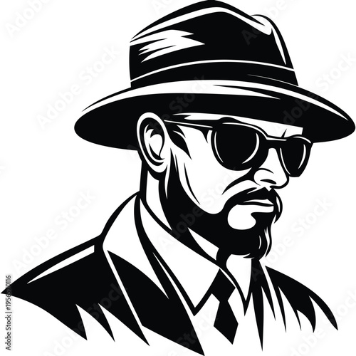 Bold features a man wearing a fedora hat and stylish sunglasses