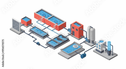 Industrial Water Treatment Plant System Diagram.