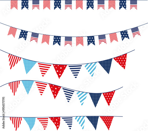 USA Patriotic Bunting Flags Set American Independence Day Party Decoration