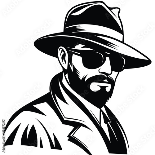 Elegant man in sunglasses and fedora portrays classic style with a confident look