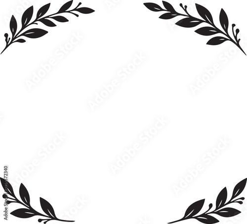 Branches around empty space minimal line art vector illustration botanical frame natural leaves border elegant design