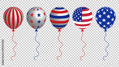 Patriotic Red White Blue Balloon Set American Independence Celebration Decoration