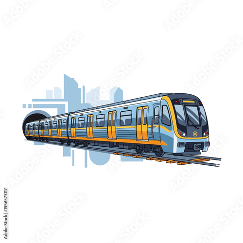 Modern Metro Train Arriving at Station Tunnel Entrance