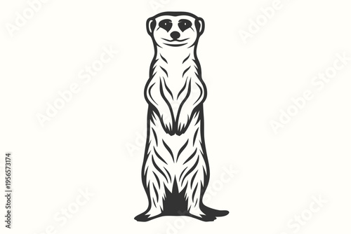 Isolated stylized meerkat illustration stands tall, displaying its unique charm against a solid background