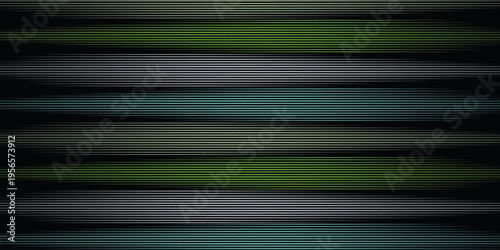 Abstract digital background presents a mesmerizing array of vertical light bars rendered in vibrant glowing green and stark white hues set against an expansive deep black void suggesting a dynamic te