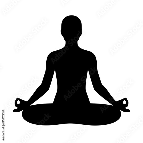 Black silhouette of a person meditating in a yoga pose