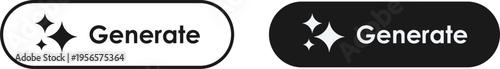 AI Generate Button Set for Light and Dark Mode. Minimalist Black and White Pill-Shaped CTA Buttons with Sparkles for Generative AI, App Design, and UI UX Interface -11.eps