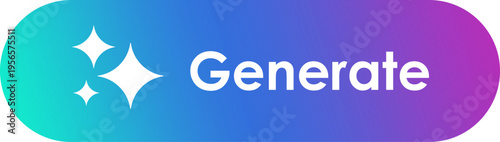 AI Generate Button Vector for UI Design. Modern Gradient Pill-Shaped CTA Button with Magic Sparkles for Artificial Intelligence, Image Generation, and Web Interface. Ui design element for Ai -13.eps