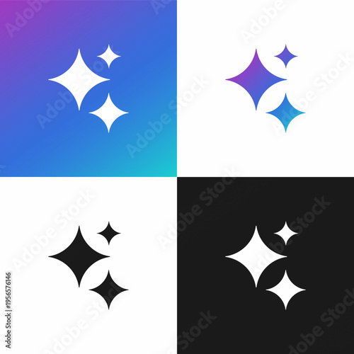 Premium AI Sparkle Icon Set – Generative AI Magic Stars and Artificial Intelligence Assistant Logo Vectors. Modern User interface icon set useful for Ai tools development. -20.eps
