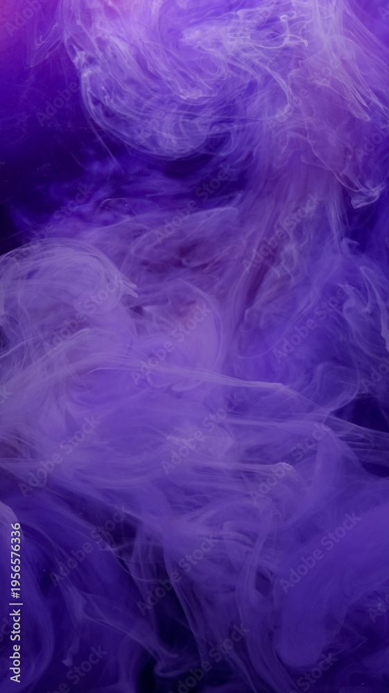Fototapeta premium Steam paint flow. Cloud mix drop. Blur purple blue color water fume vapor texture bright splash mist liquid on abstract background.
