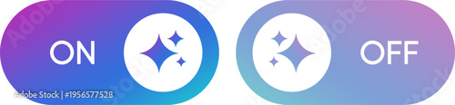 AI Magic Toggle Switch Icon Set, Generative AI On and Off Button Vector, Modern Gradient Slider Symbol for Smart Assistant, AI Mode, and Creative Technology UI Design