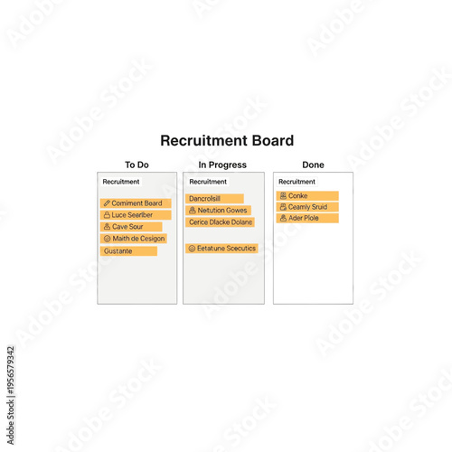 Recruitment Board Kanban Style for Job Applications and Hiring Process