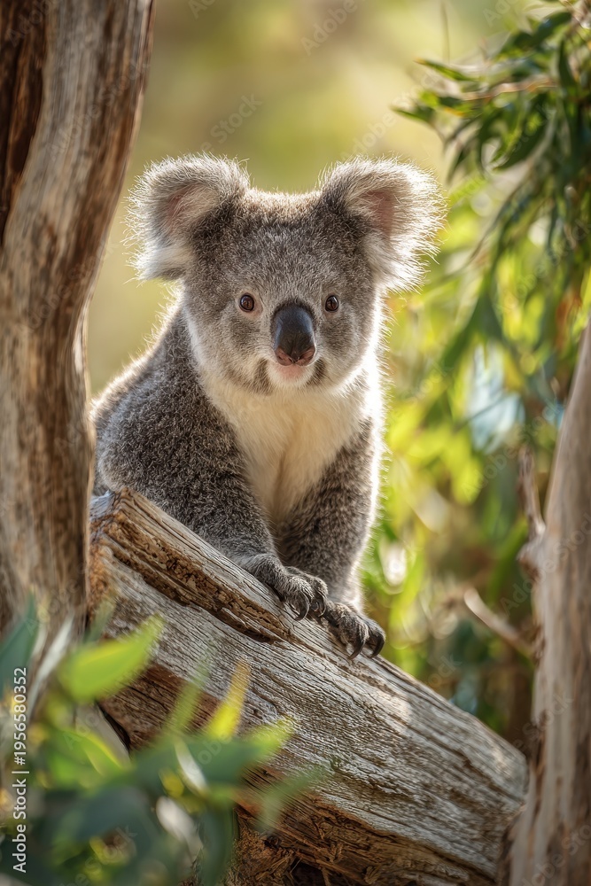 Fototapeta premium Calm wildlife moment: koala gazing with curiosity in natural light