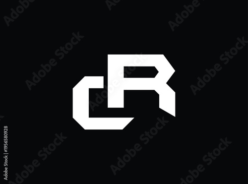 White abstract cr monogram logo on transparent background