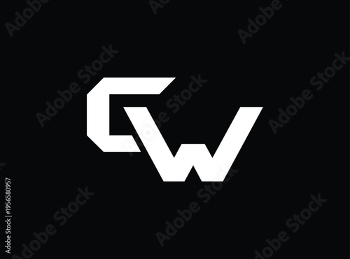 Stylized white gw logo on isolated transparent background design