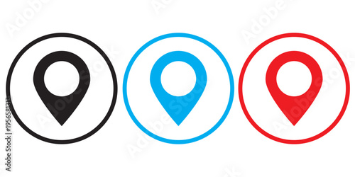 Collection of red map pin vector icon. Marker location icon set. location icon with white background EPS10