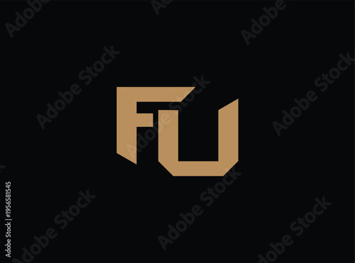 Golden fu monogram logo on transparent background for branding purposes