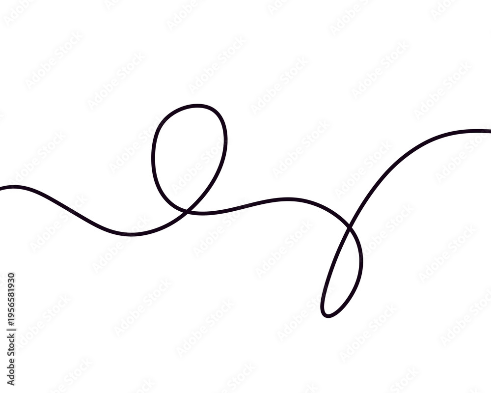 Obraz premium minimalist, abstract, single, continuous, dark purple or black line looping and waving across a transparent background. simple, elegant design for use as a background, a subtle divider, social media