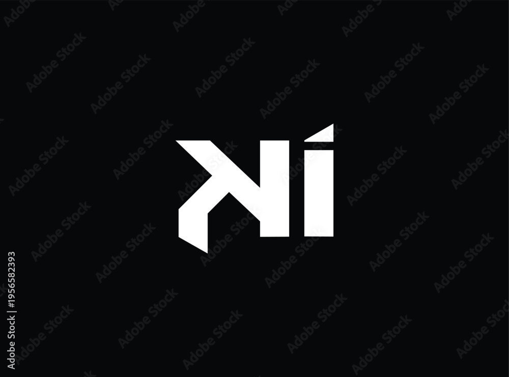 Obraz premium Modern stylized letter n and i in white on transparent background
