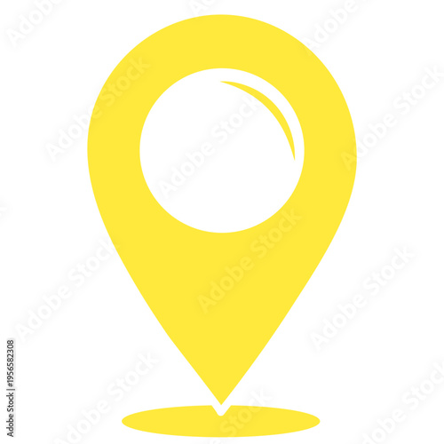 yellow pin marker with white dot isolated on white background. Location map icon. Location pin with white background EPS10