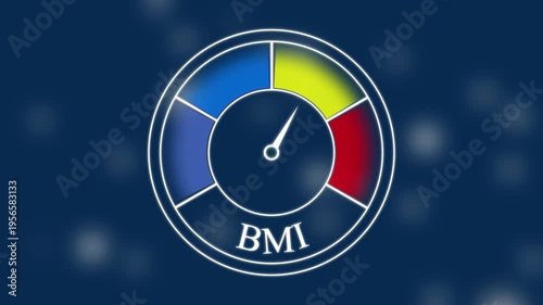 Circular BMI gauge with color-coded segments and needle