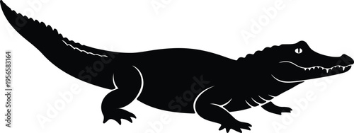 Vector silhouette of a wild crocodile reptile predator animal side view design