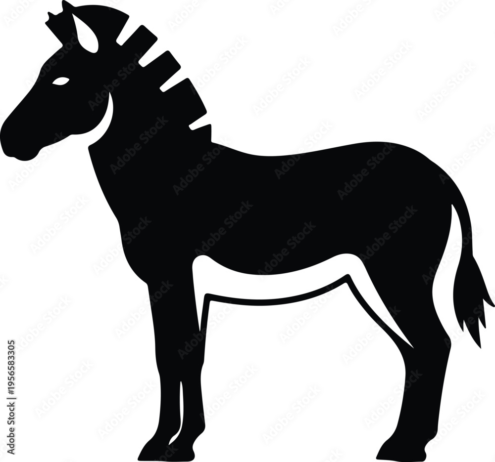 Obraz premium Vector silhouette of a wild zebra standing in a side view design